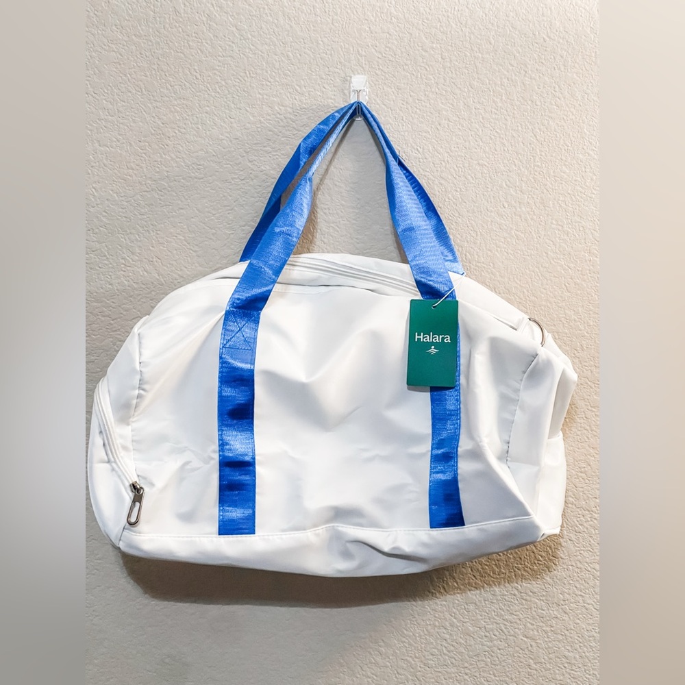 HALARA White Bag with Blue Straps
